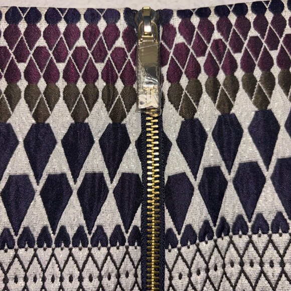 Ted Baker Metallic Jacquard Mini Skirt Size 1 With Geometric Pattern - Picture 4 of 7